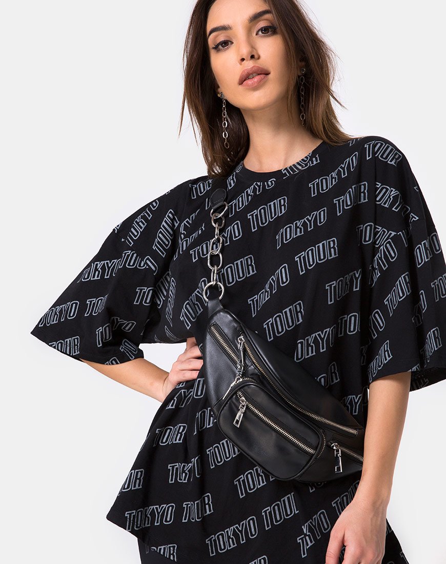 Botec Oversize Tee in Tokio Tour Schwarz