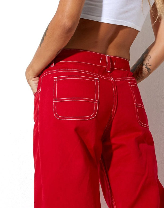 Abbildung der Hose Athene in Racing Red White Stitch
