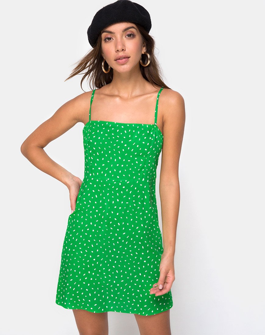 Image of Boyasly Slip Dress in Mini Diana Dot Grün