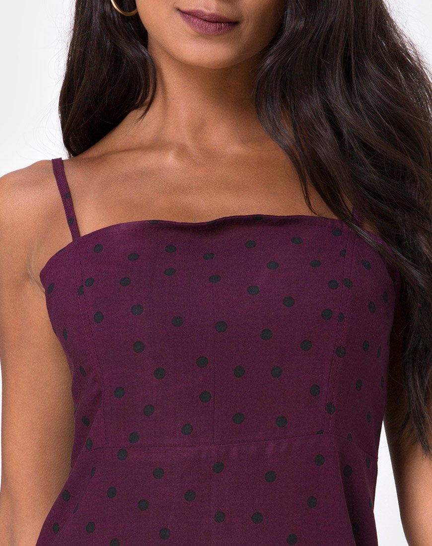 Image of Boyasly Slip Kleid in Skater Polka Wein