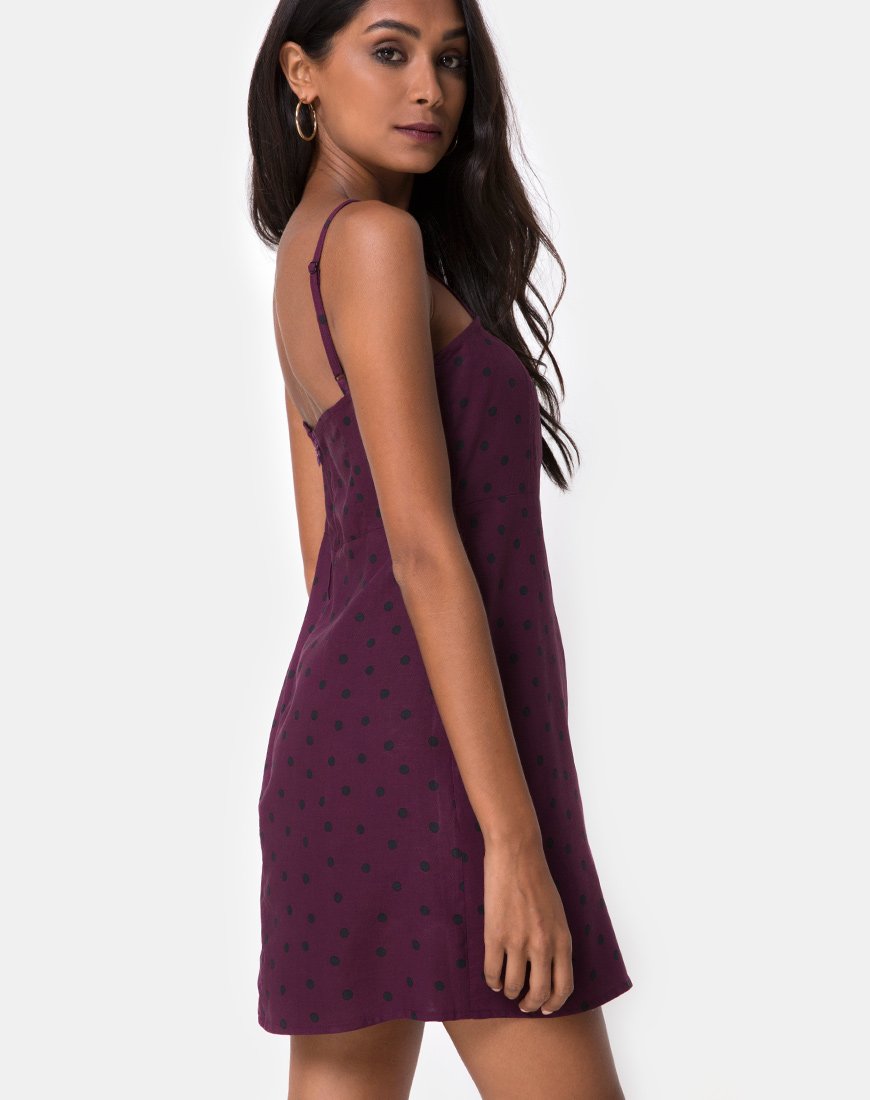 Image of Boyasly Slip Kleid in Skater Polka Wein