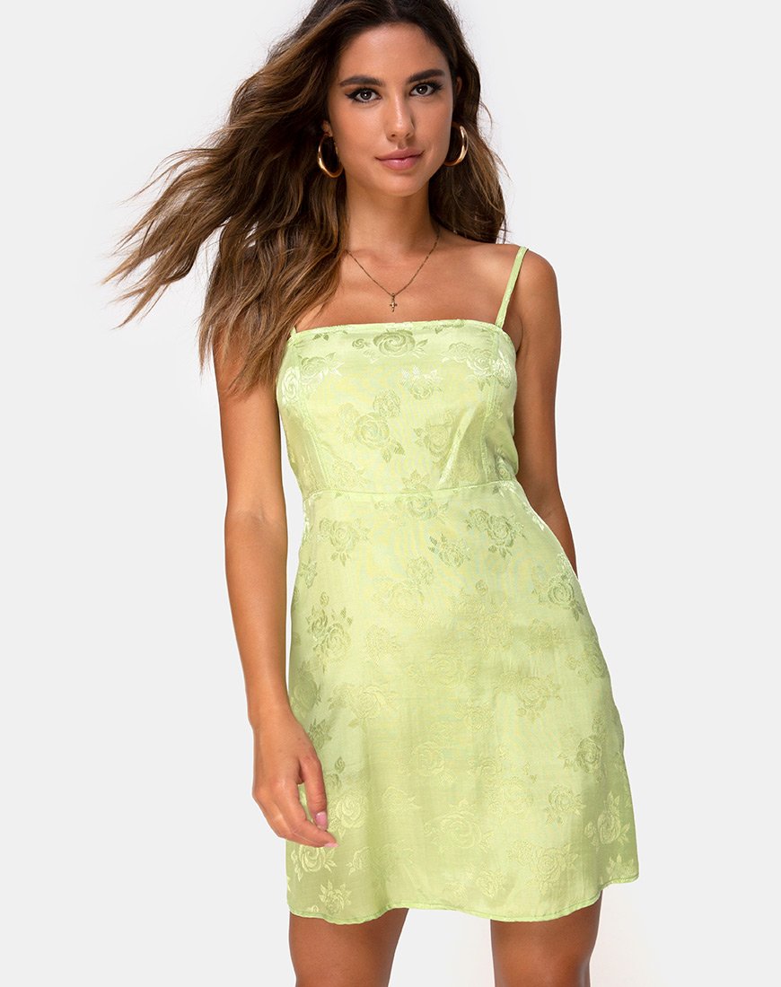 Boyasly Slip-Kleid aus Satin Rose Lime