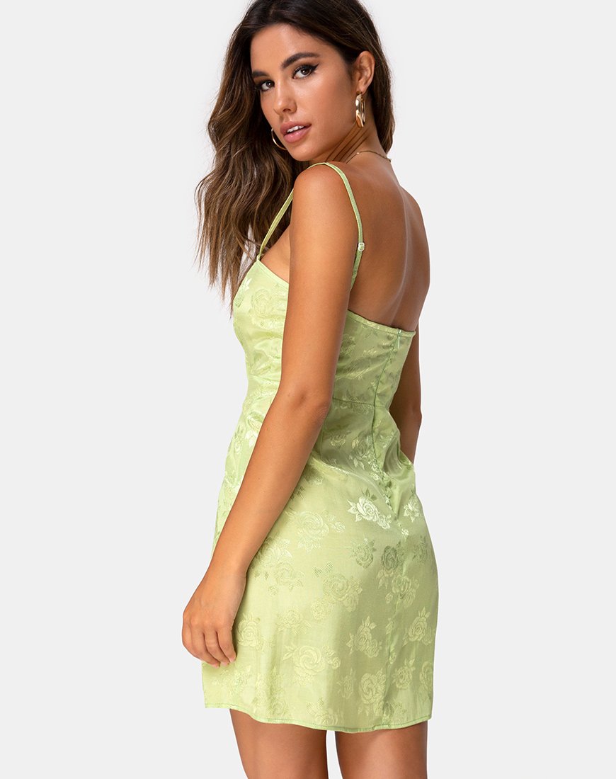 Boyasly Slip-Kleid aus Satin Rose Lime