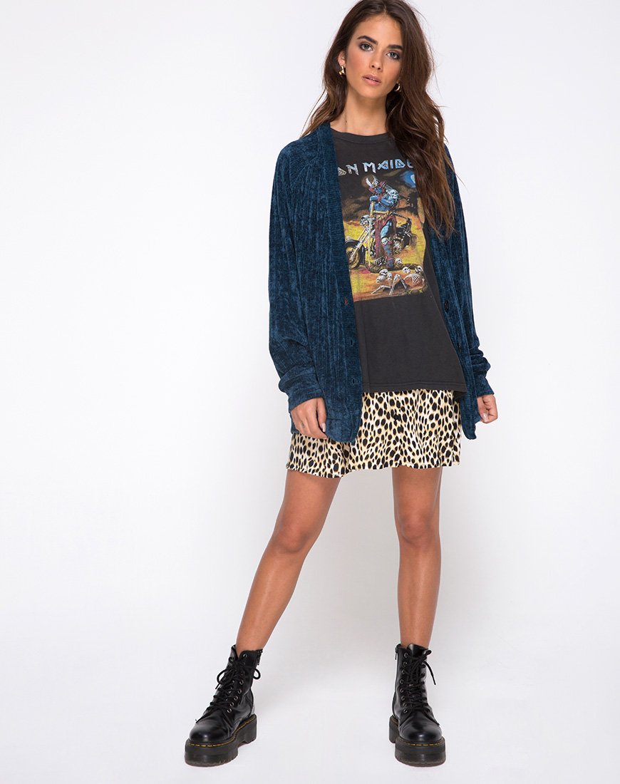 Bild von Boyfriend Strickjacke aus Chenille Blau