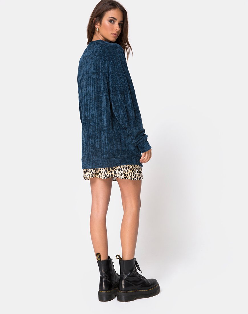 Bild von Boyfriend Strickjacke aus Chenille Blau