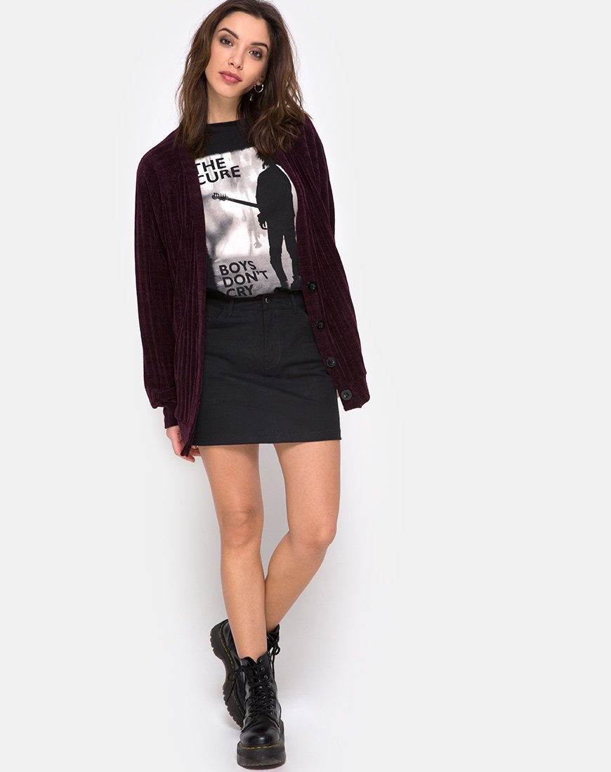 Bild von Boyfriend Strickjacke aus Chenille Pflaume