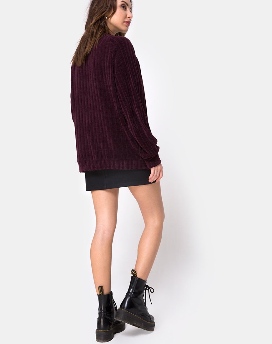 Bild von Boyfriend Strickjacke aus Chenille Pflaume