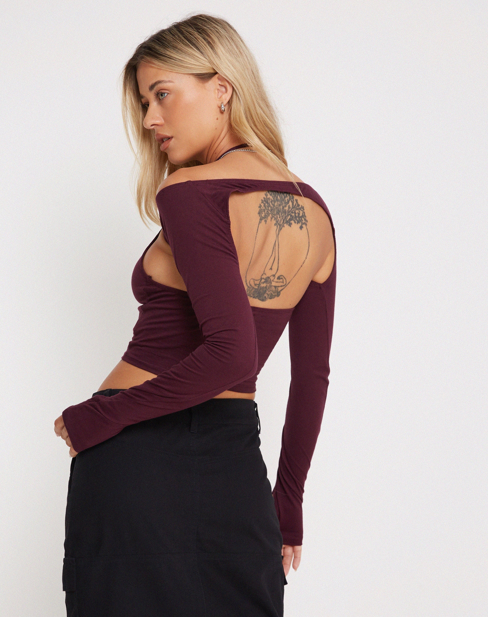 Image of Brandy Langärmeliges Top in Oxblood