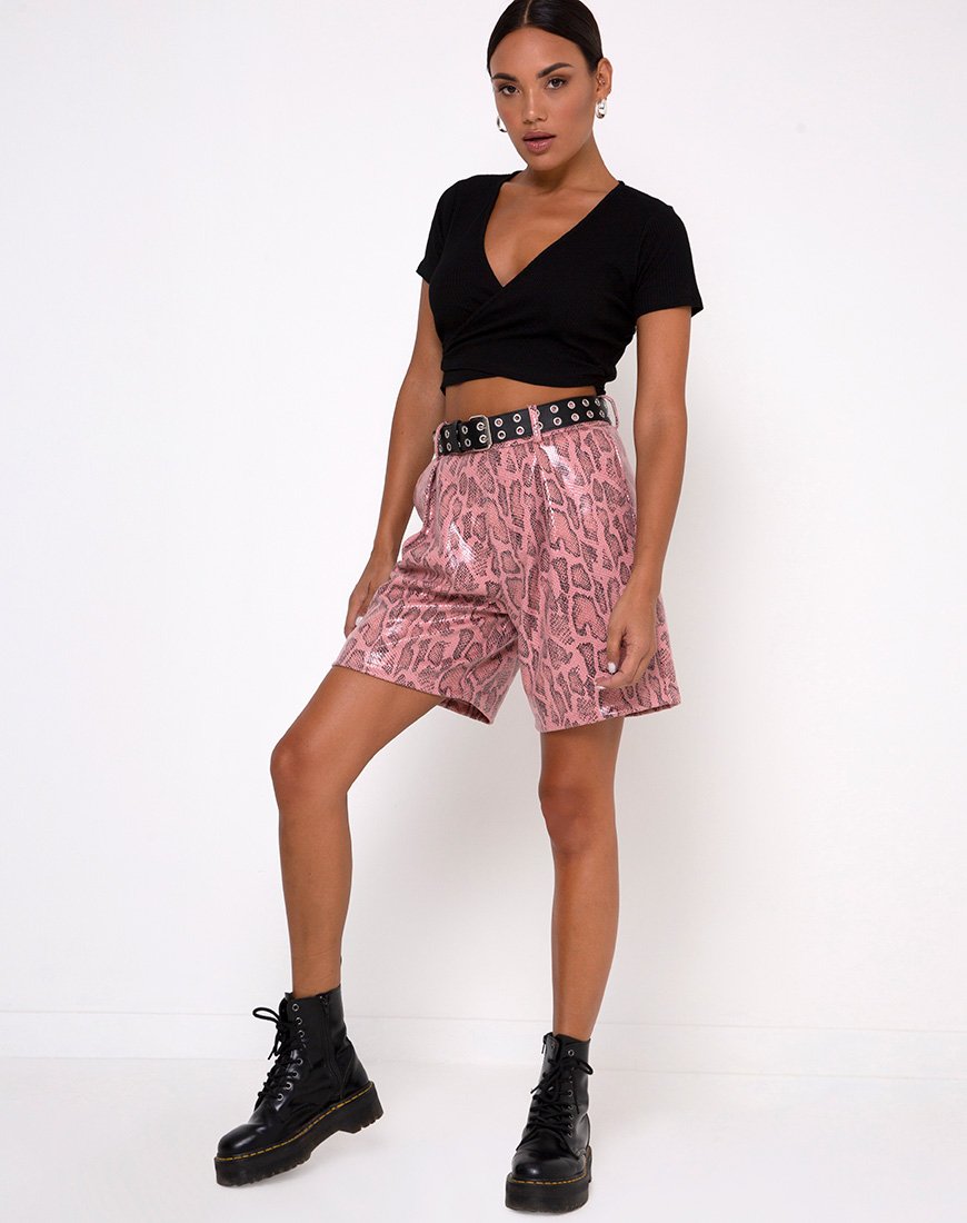 Image of Bria Crop Top aus Rippe Schwarz