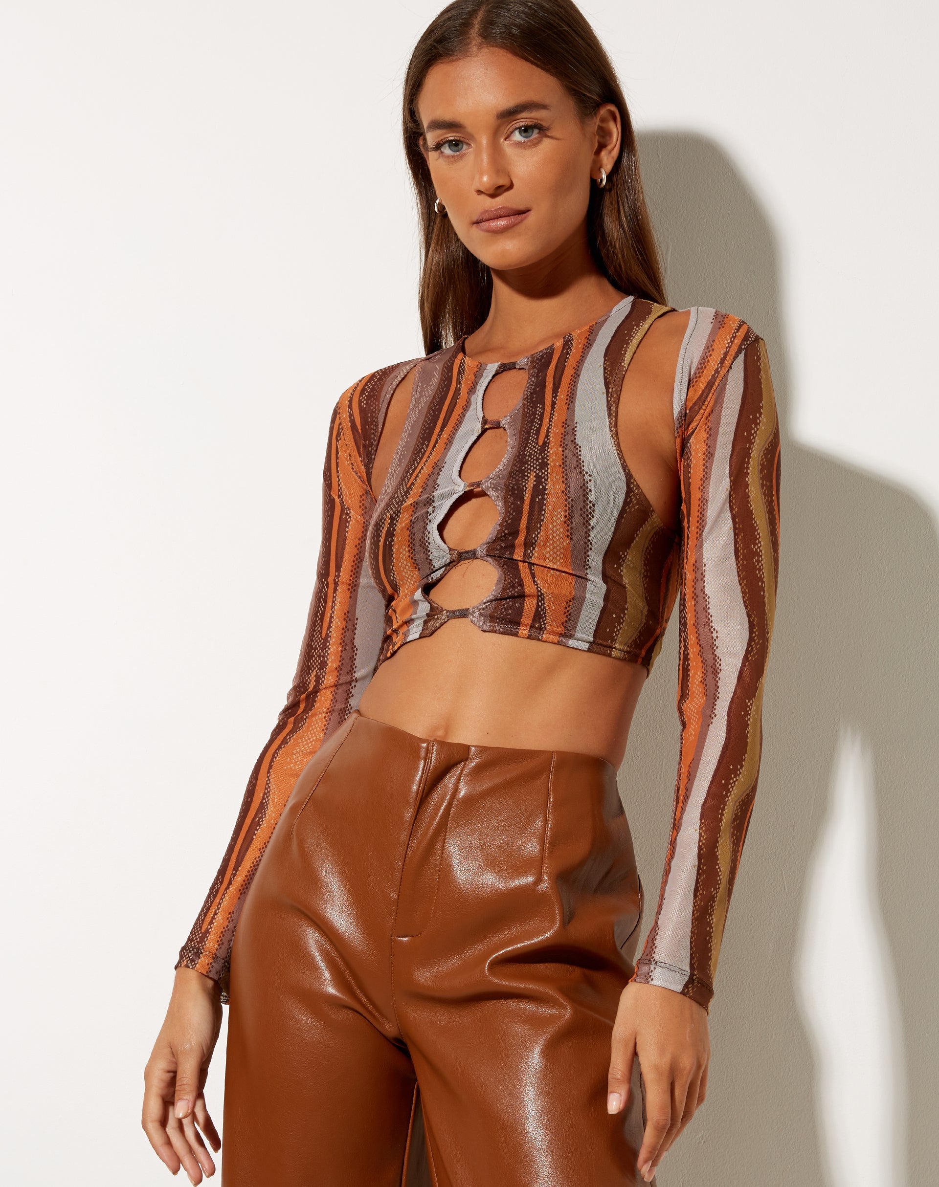 Britta Crop Top in erdigem Farbverlauf