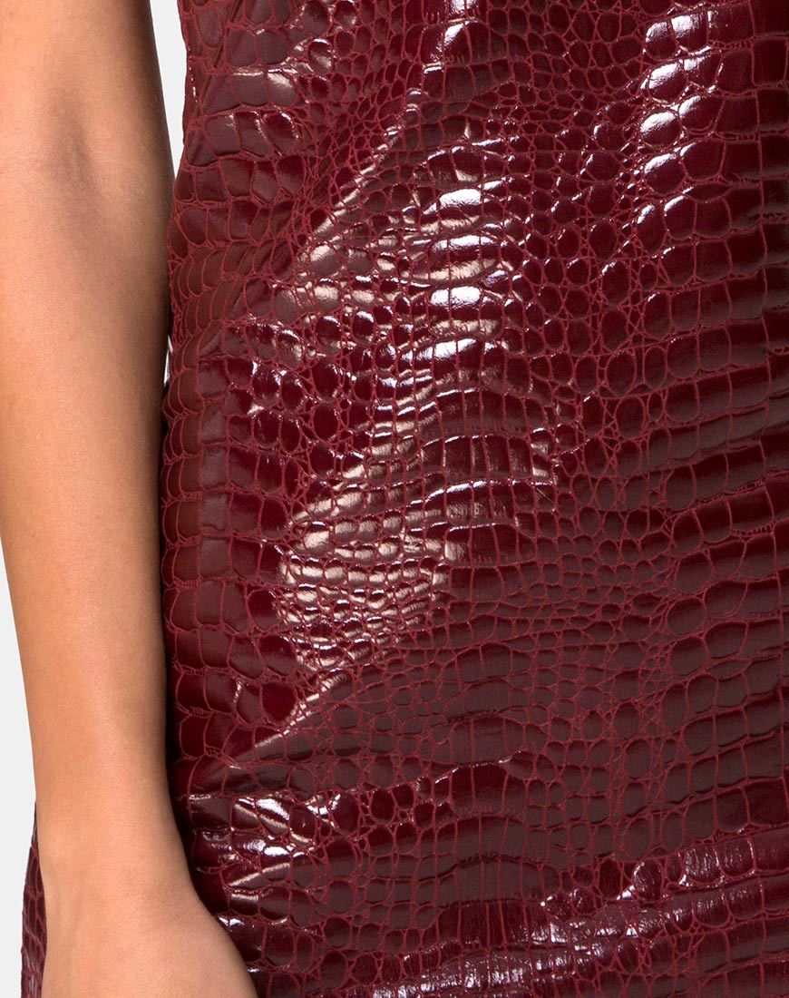 Image of Burmay Kleid aus PU-Kroko Wein