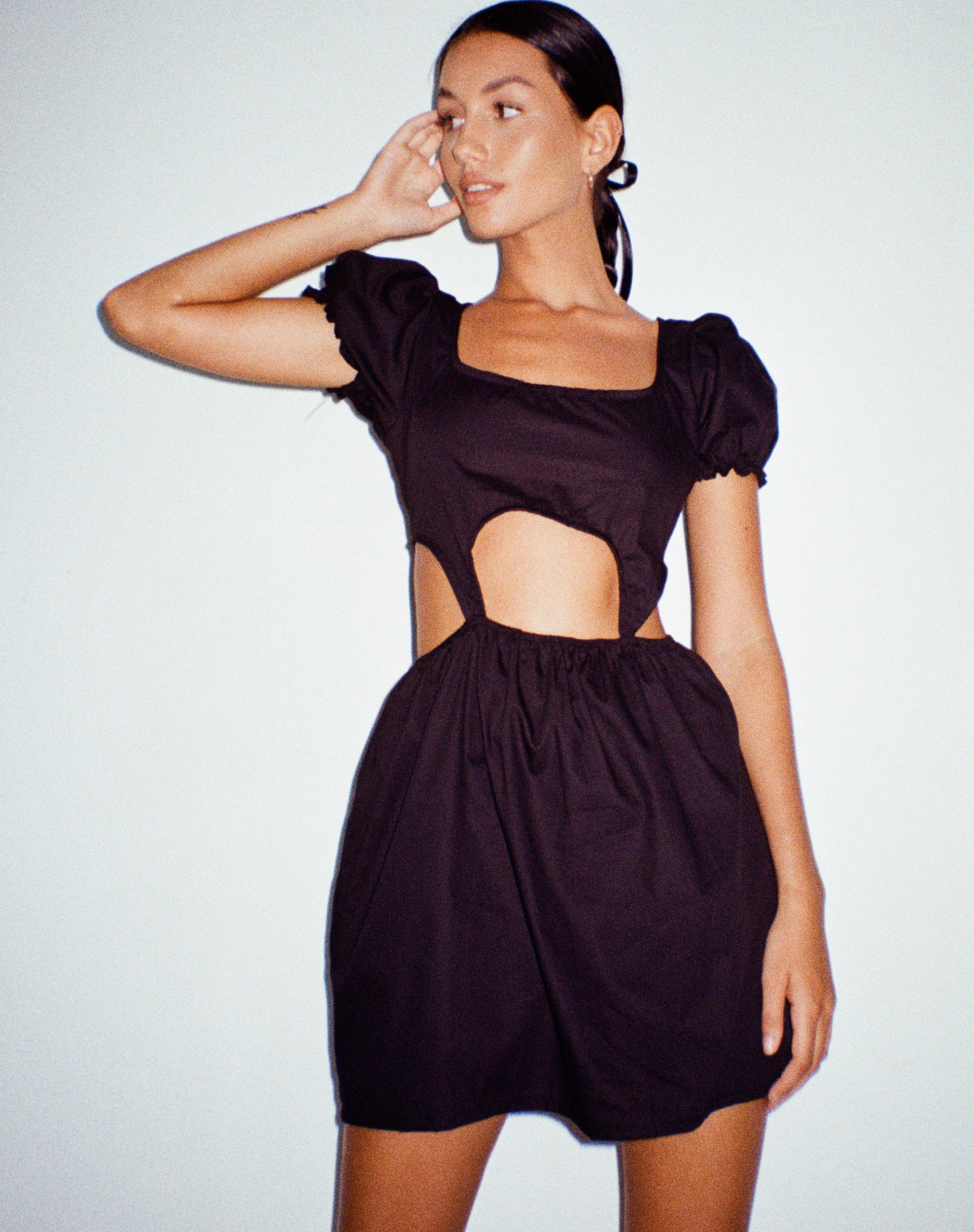 Bild von Brynlie Minikleid aus schwarzer Popeline