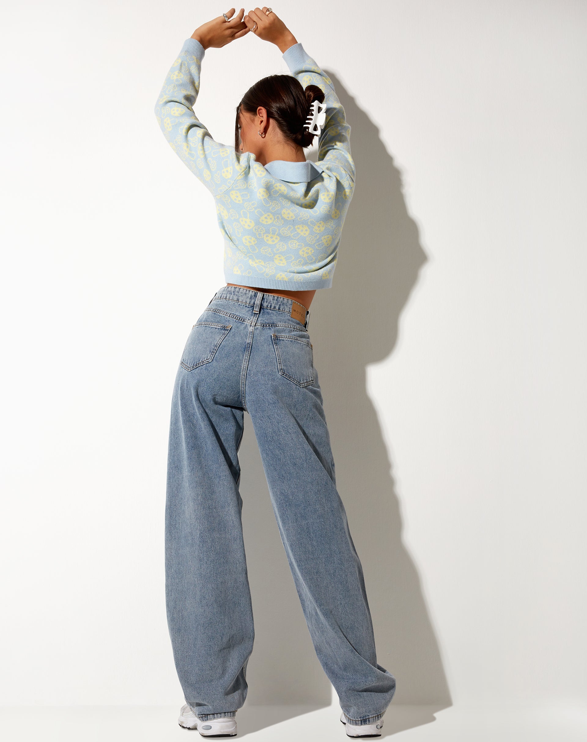 Image of Bufo Strickjacke in Baby Shroom Blau und Gelb