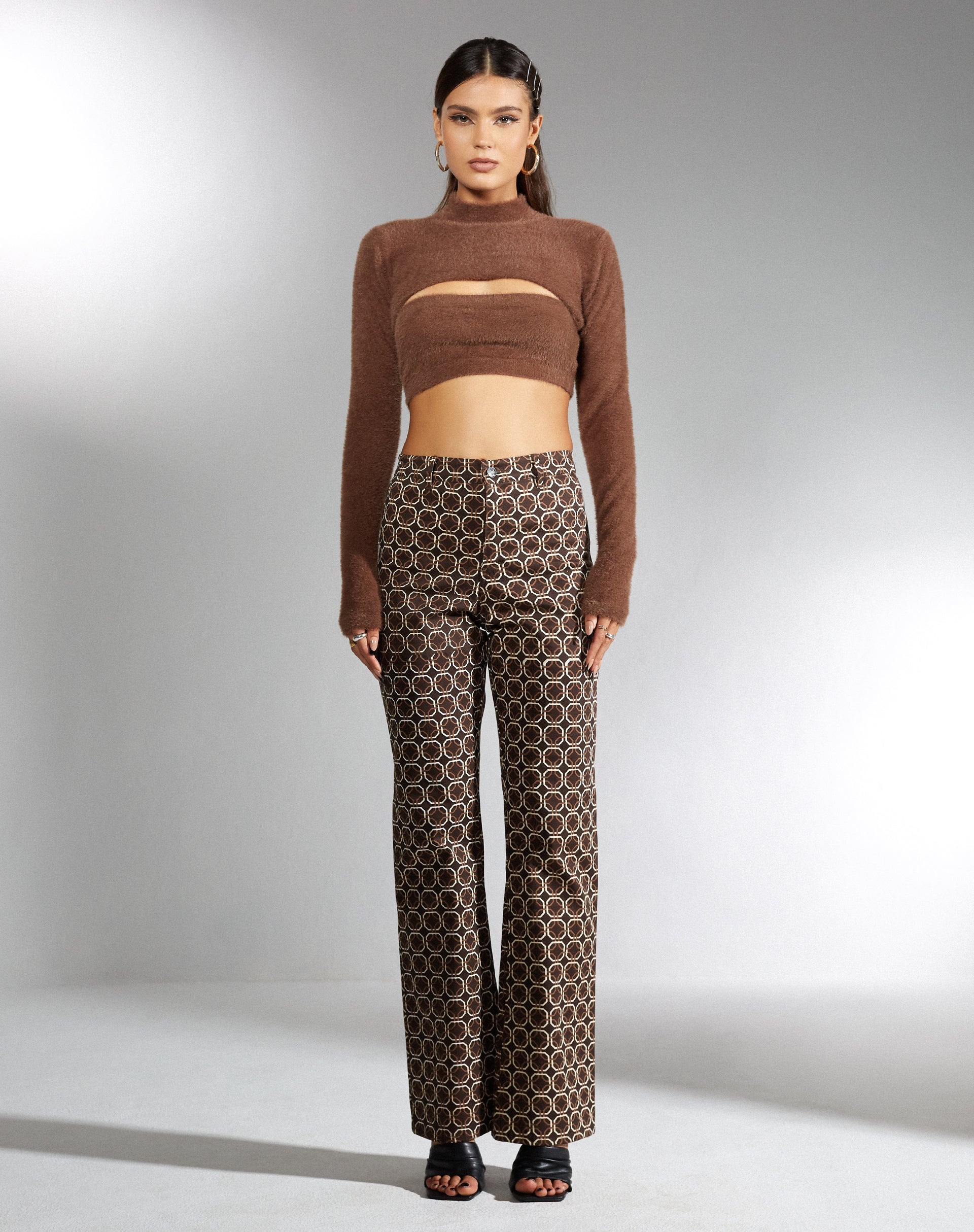 Image of MOTEL X IRIS Bukian Cropped Pullover in Strick Braun