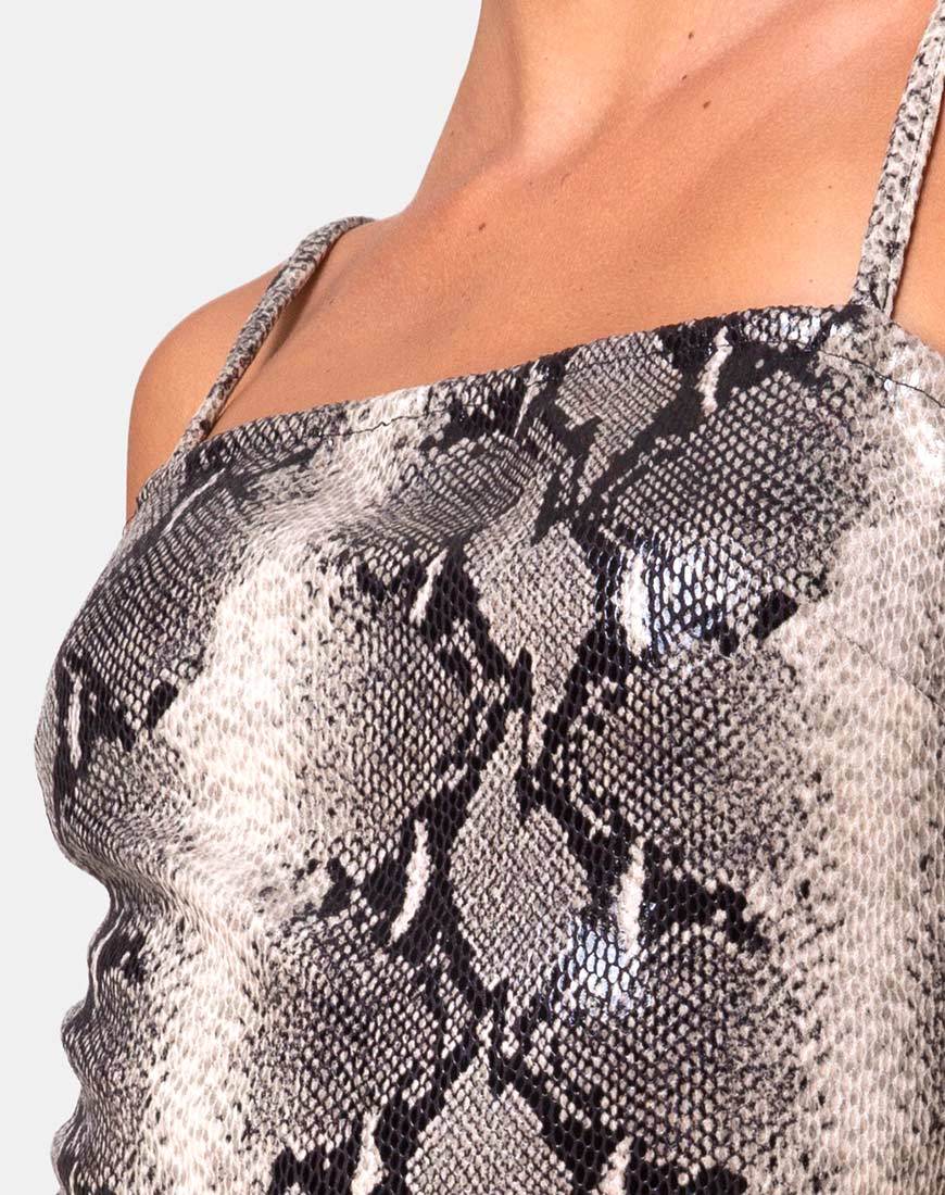 Image of Burmay Kleid in PU Beige Snake