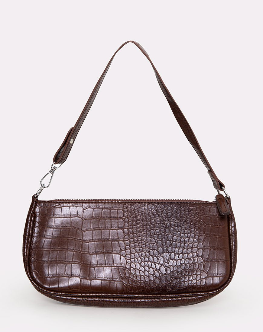Gigi Umhängetasche in Croc Chocolate
