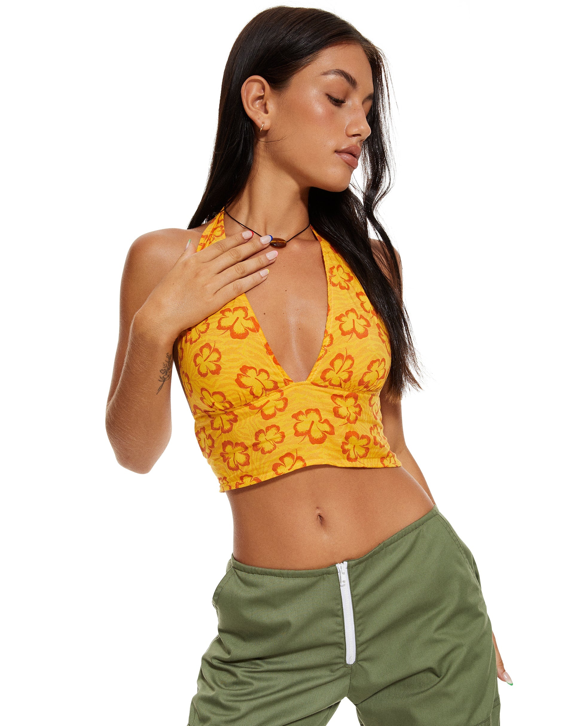 Bild von MOTEL X BARBARA Nanda Crop Top in Hibiskus Zebra Orange