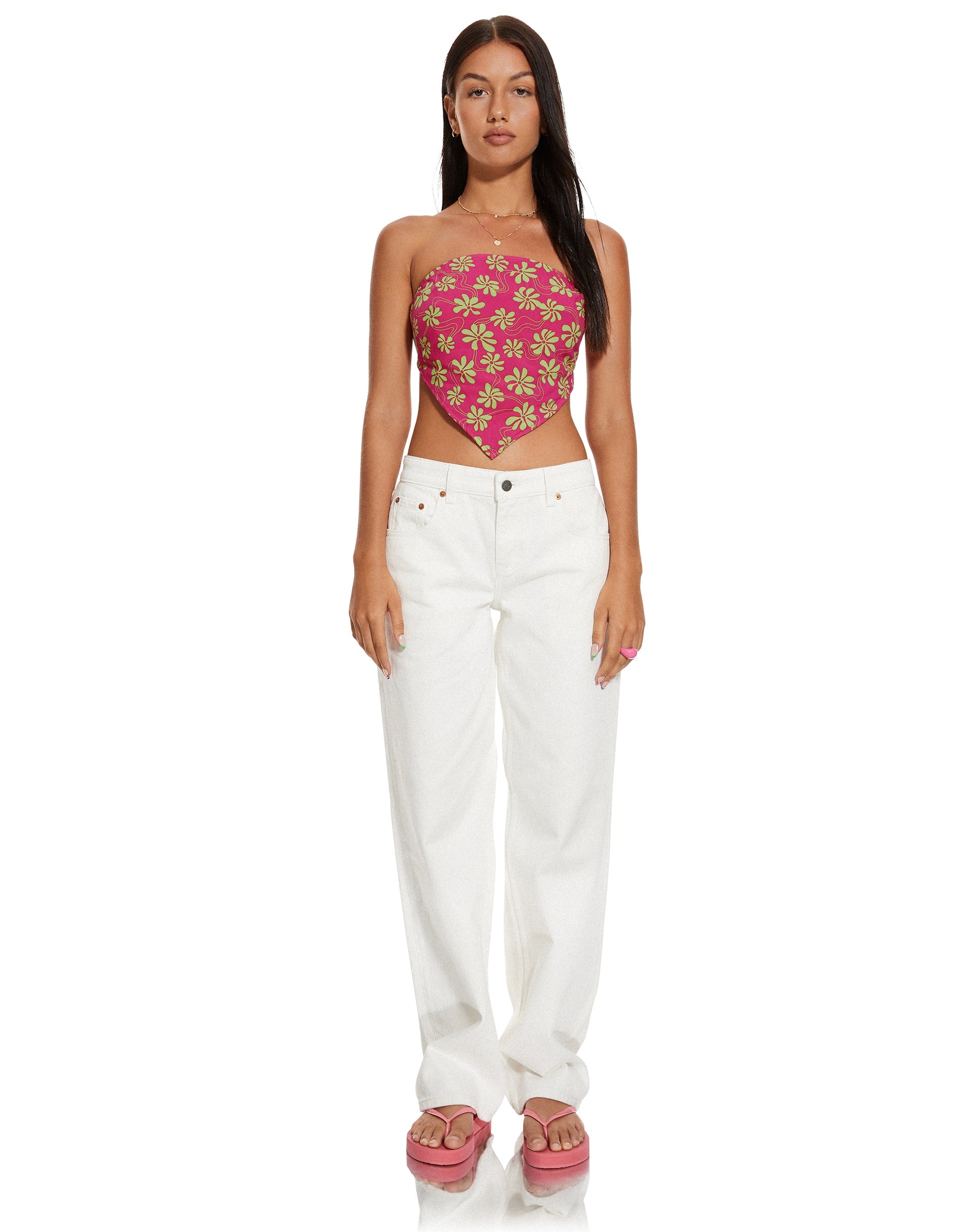 Bild von MOTEL X BARBARA Iryas Crop Top in 90s Beachy Floral Hot Pink