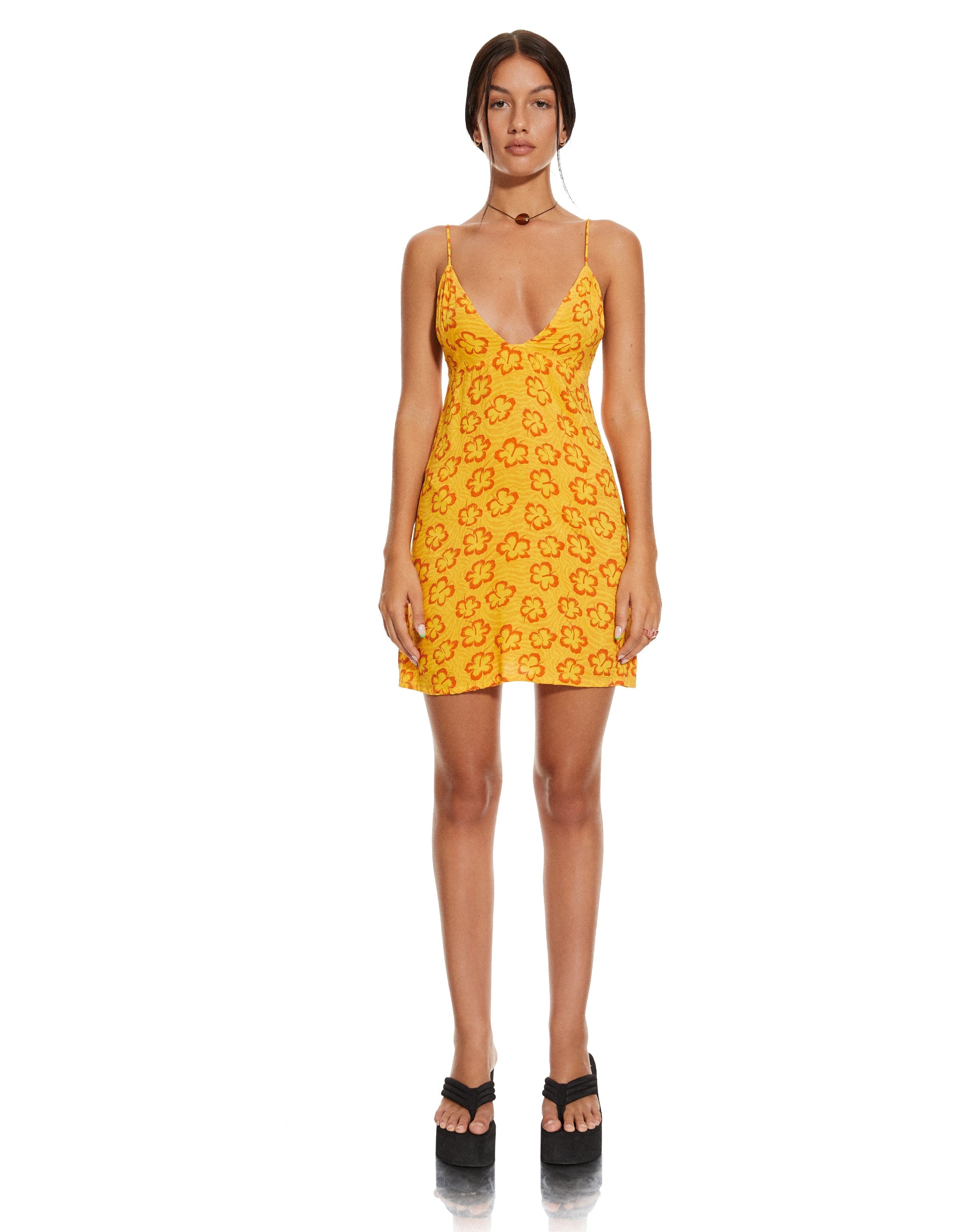 Bild von MOTEL X BARBARA Senor Minikleid in Hibiskus Zebra Orange