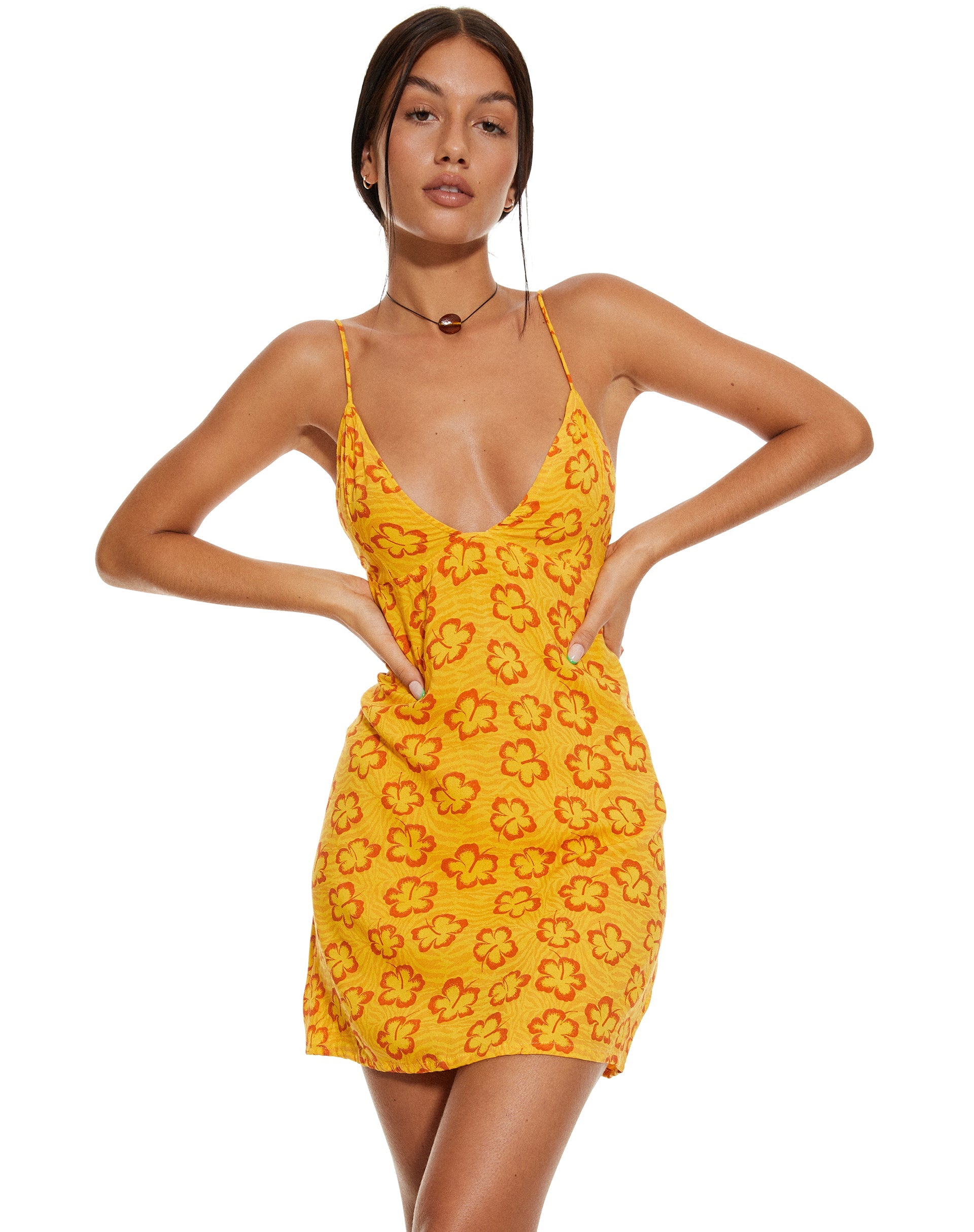 Bild von MOTEL X BARBARA Senor Minikleid in Hibiskus Zebra Orange