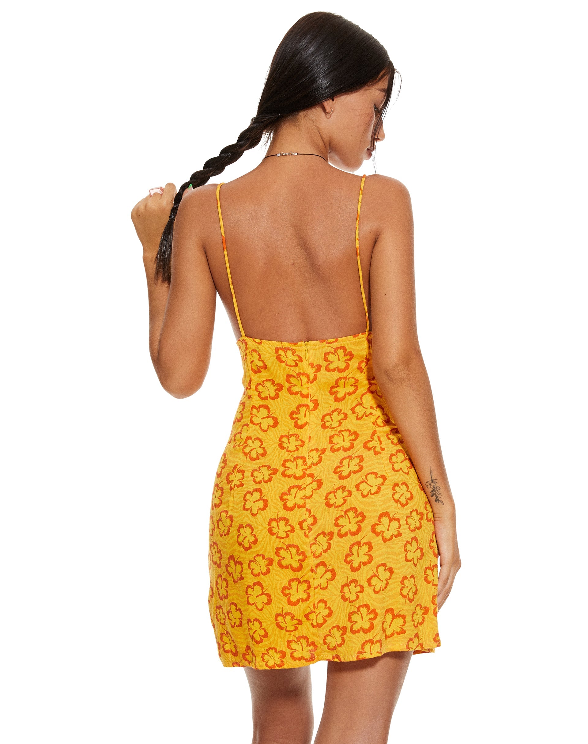 Bild von MOTEL X BARBARA Senor Minikleid in Hibiskus Zebra Orange