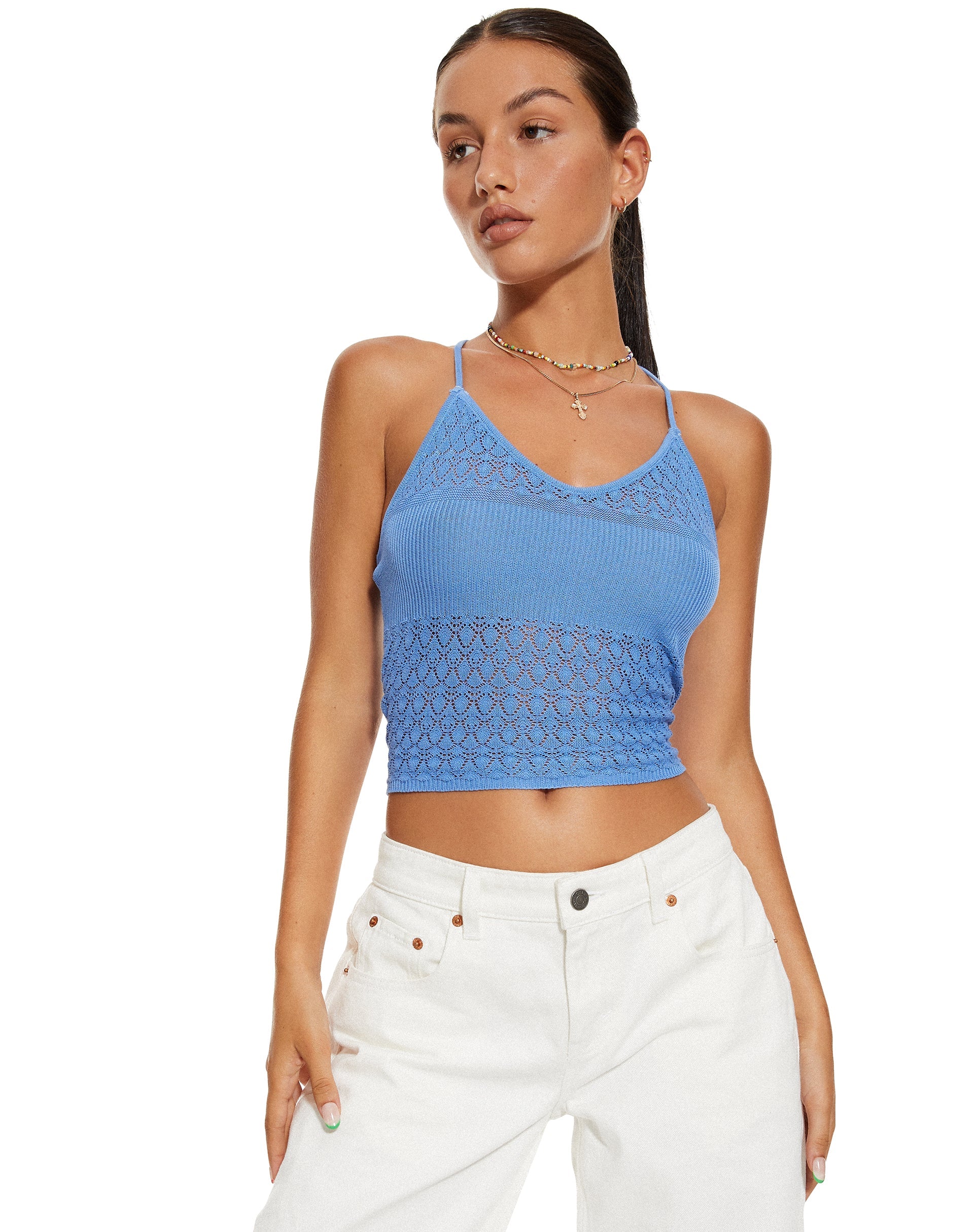 Bild von MOTEL X BARBARA Roe Crop Top in Blau