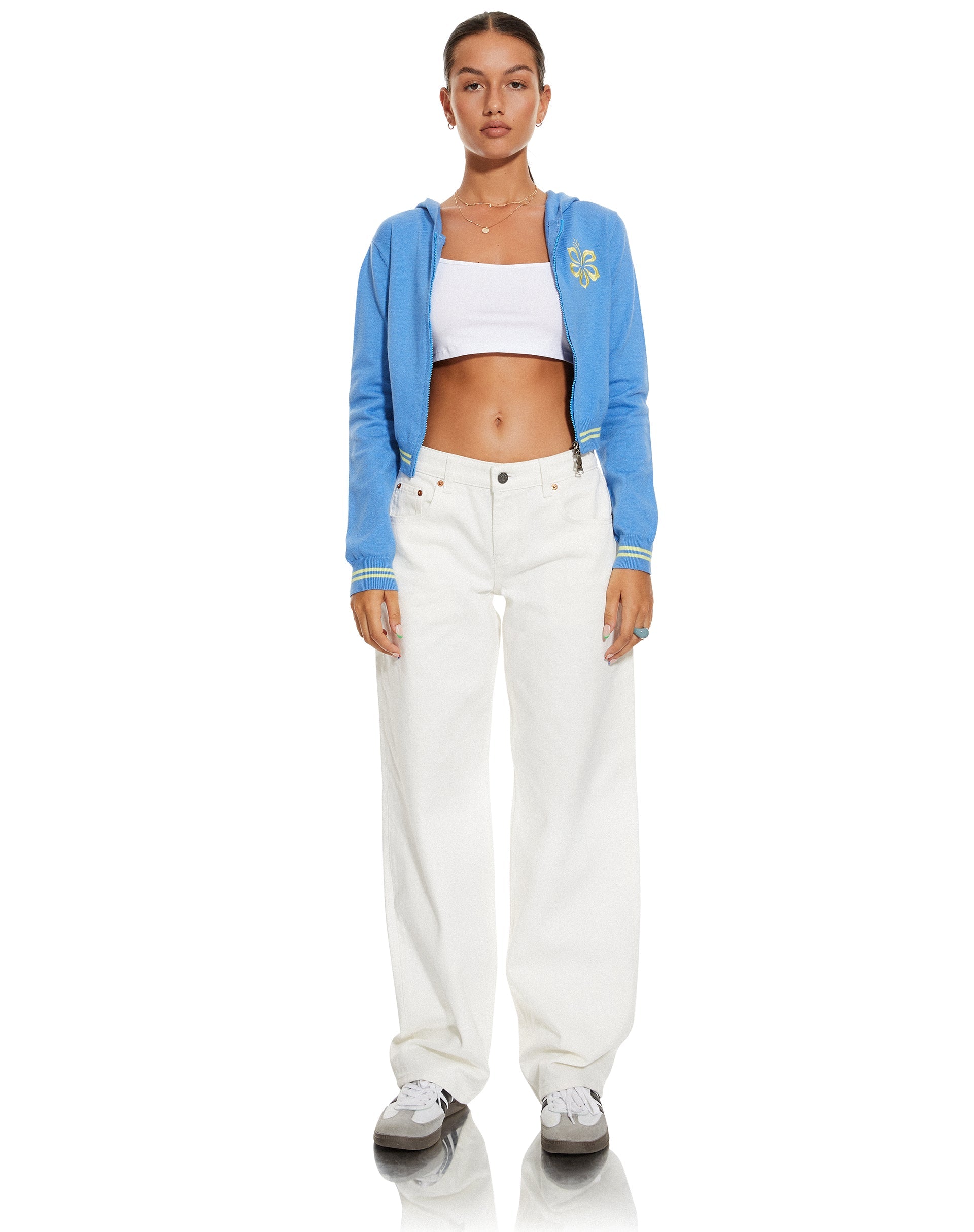 MOTEL X BARBARA Nakita Hoodie in blauem Hibiskus