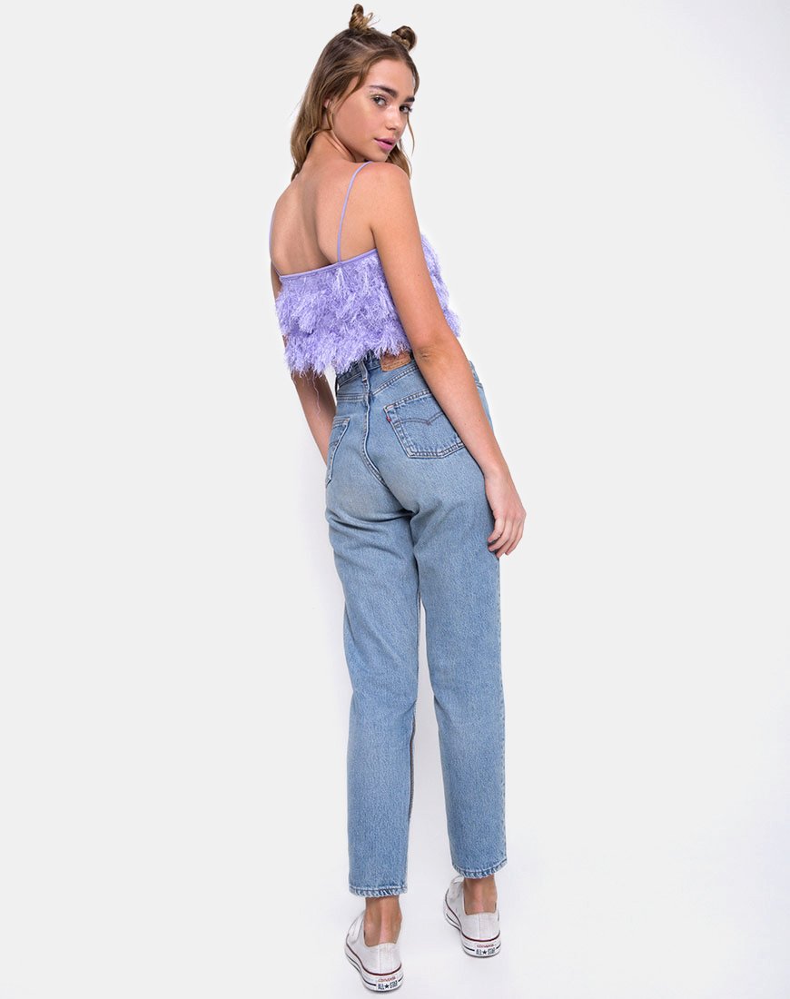 Image of Cadence Crop Top aus Kunstpelz Flieder