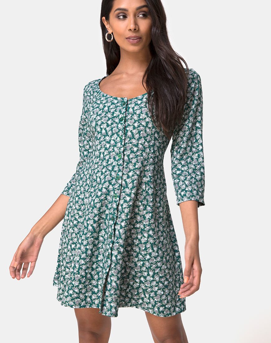 Camdy Kleid in Floral Bloom Grün