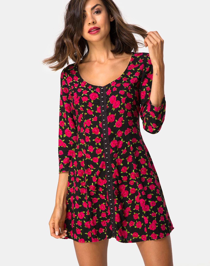 Camisa Kleid in Rot Blüte