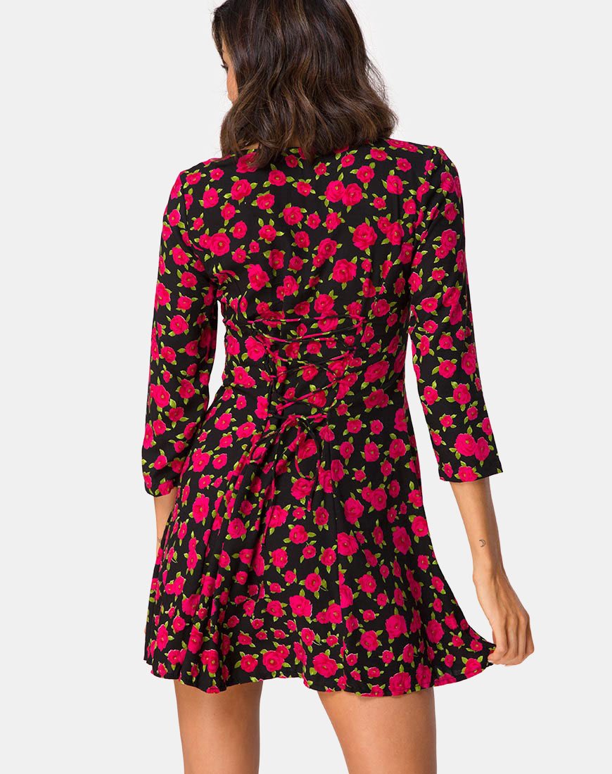 Camisa Kleid in Rot Blüte