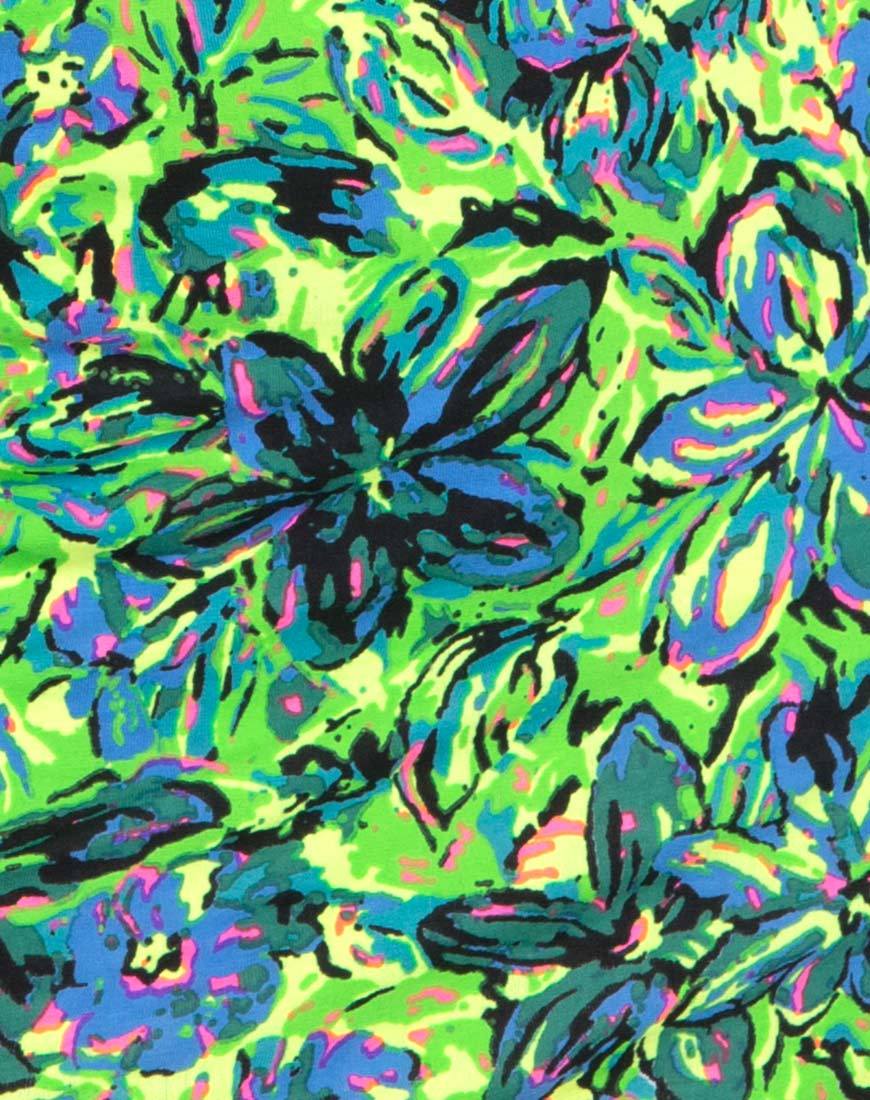 Image of Canna Bodycon Kleid in Fluro Blume Citrus