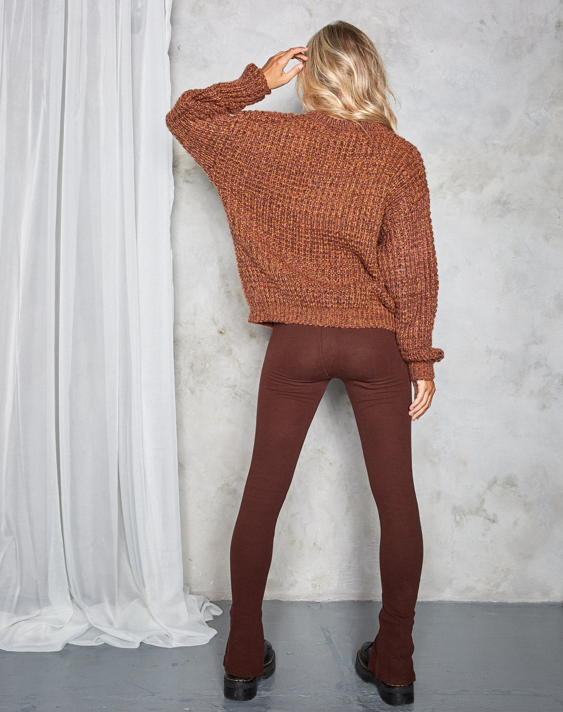 Image of Caribou Pullover aus Grobstrick Schwarz und Ingwer