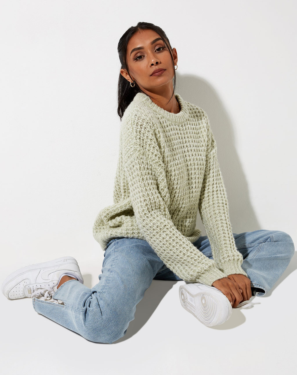 Karibu-Pullover aus Grobstrick Mint