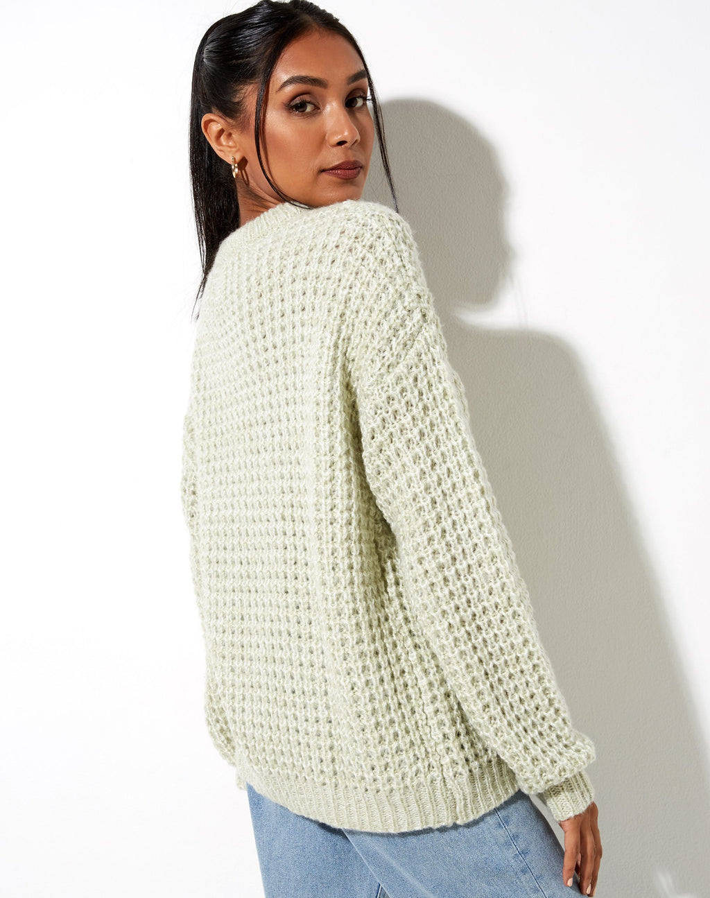 Karibu-Pullover aus Grobstrick Mint