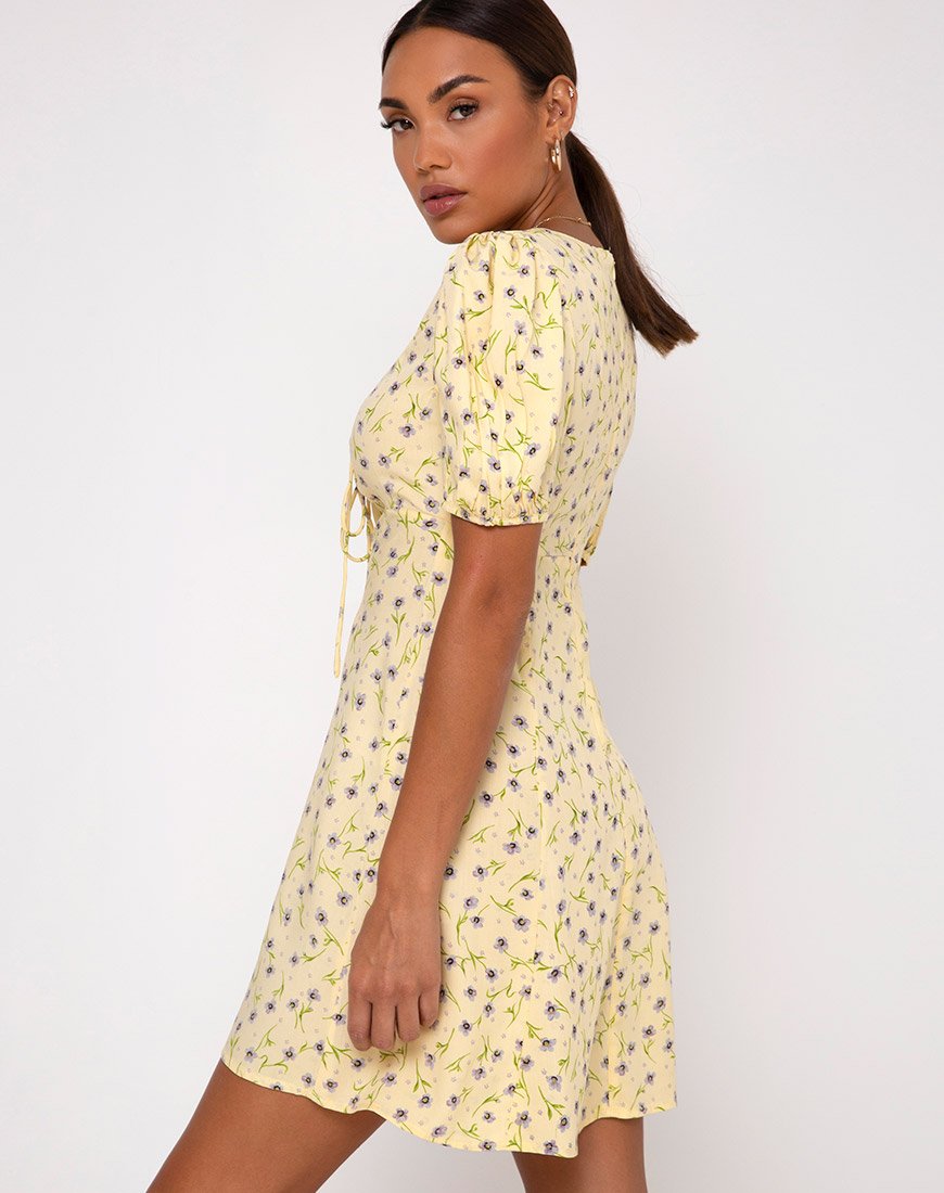 Carie Kleid in Wild Flower Lemon Drop