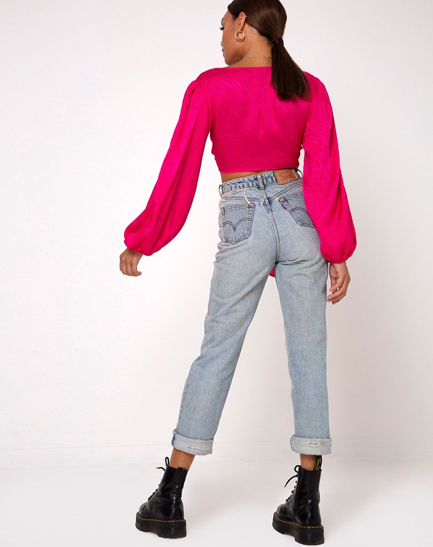 Bild von Carina Crop Top aus Satin Zebra Fuchsia