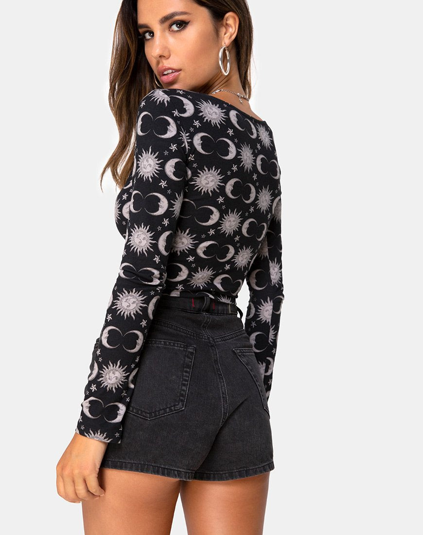 Carla Crop Top in Moonlight Schwarz