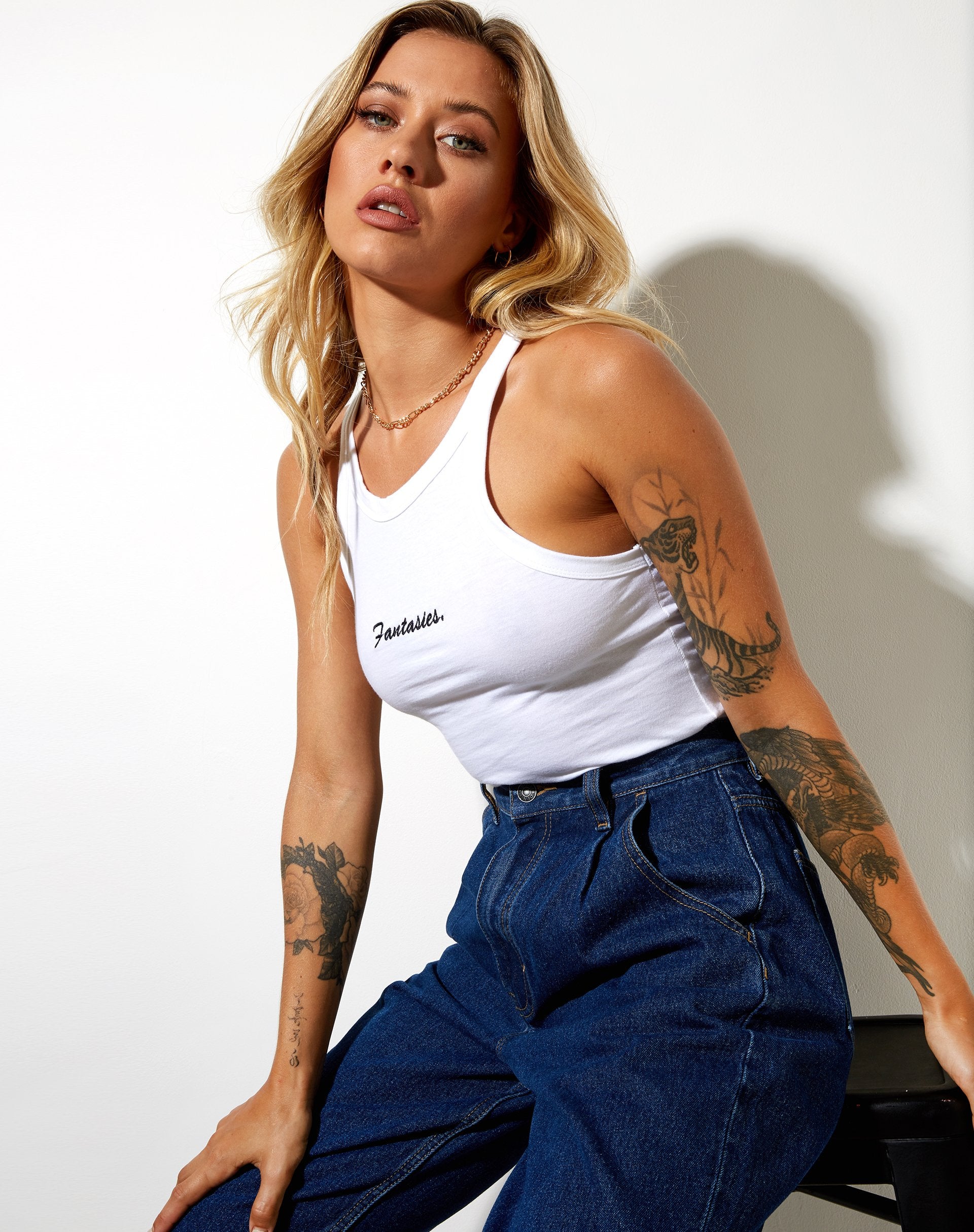 Bild von Carter Vest Top in Lycra Weiß Fantasies Embro
