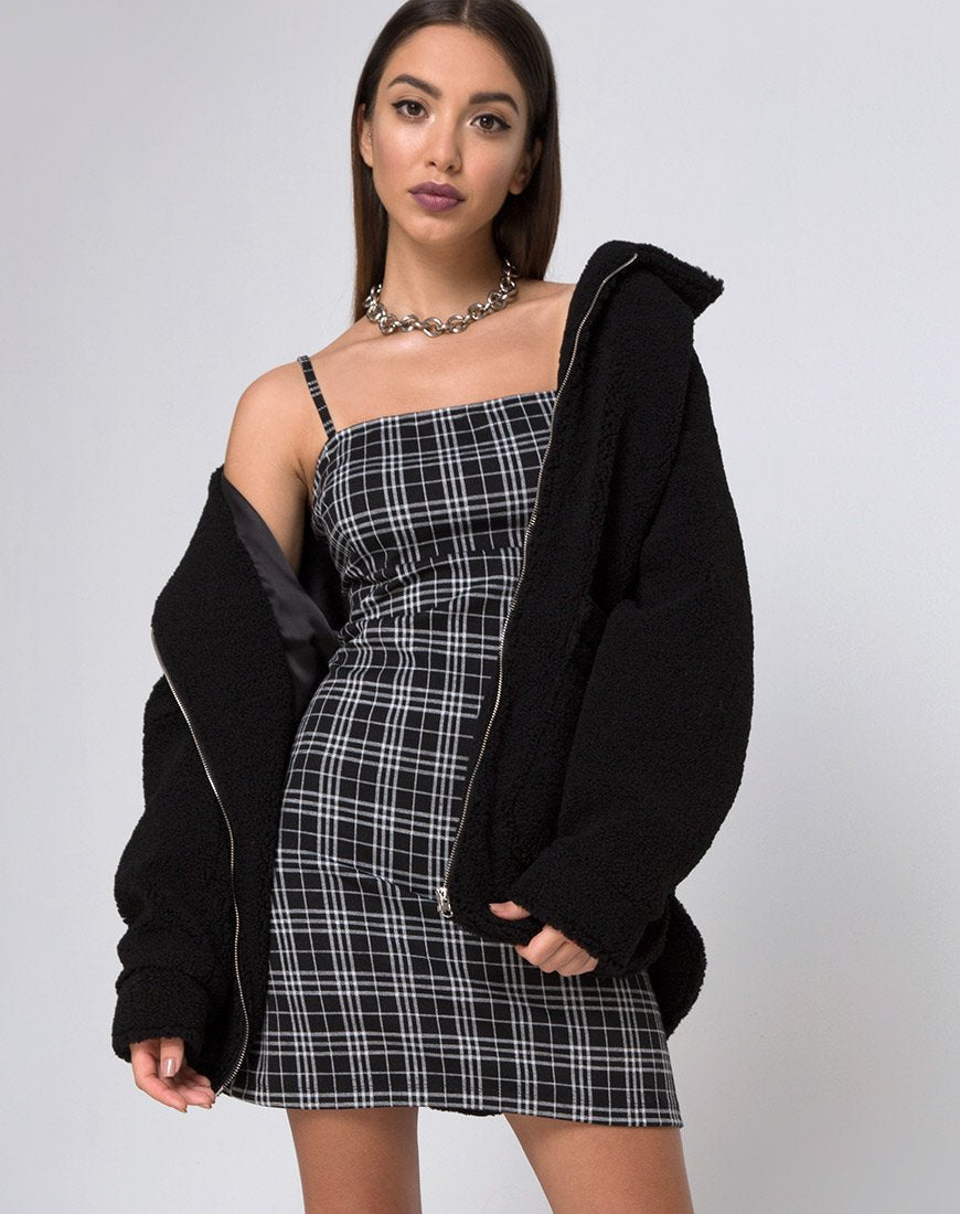 Cecile Slip Dress in Mono Plaid Schwarz