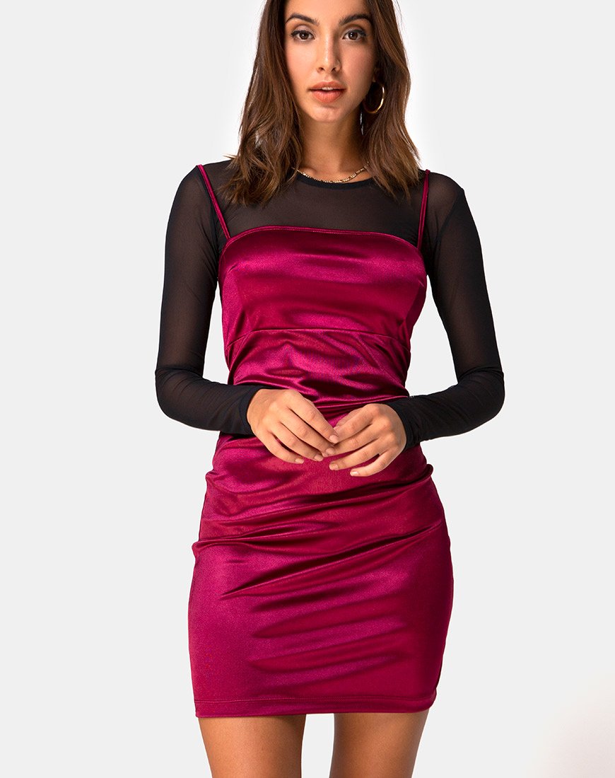Bild von Cecile Slip Dress in Satin Burgundy