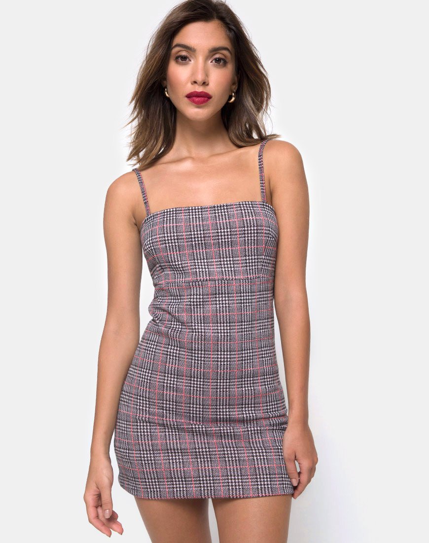 Cecile Kleid aus kariertem Charles Blush