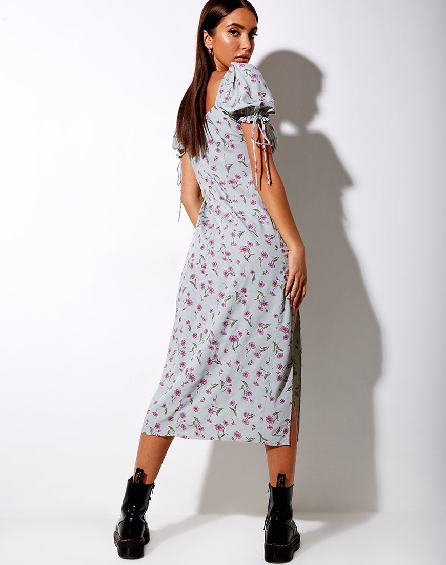 Image of Cello Midikleid in Little Petal Dusky Blue
