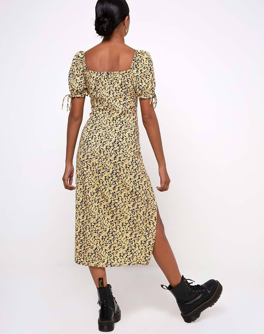 Cello Midikleid in Mini Bloom Gelb