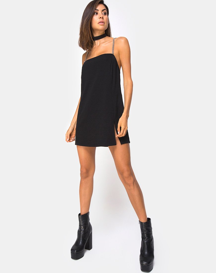 Image of Chanista Minikleid in Schwarz mit Silberkette
