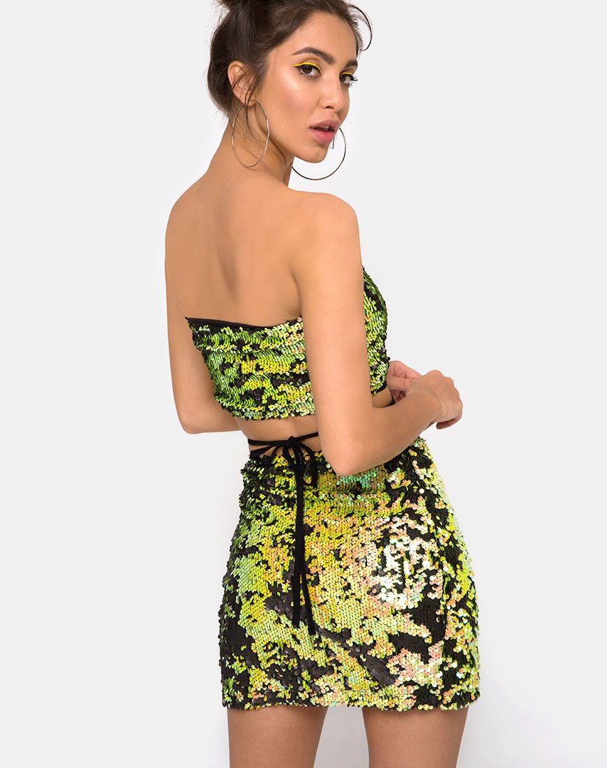 Cheri Split Rock in Citrus Schwarz Pailletten