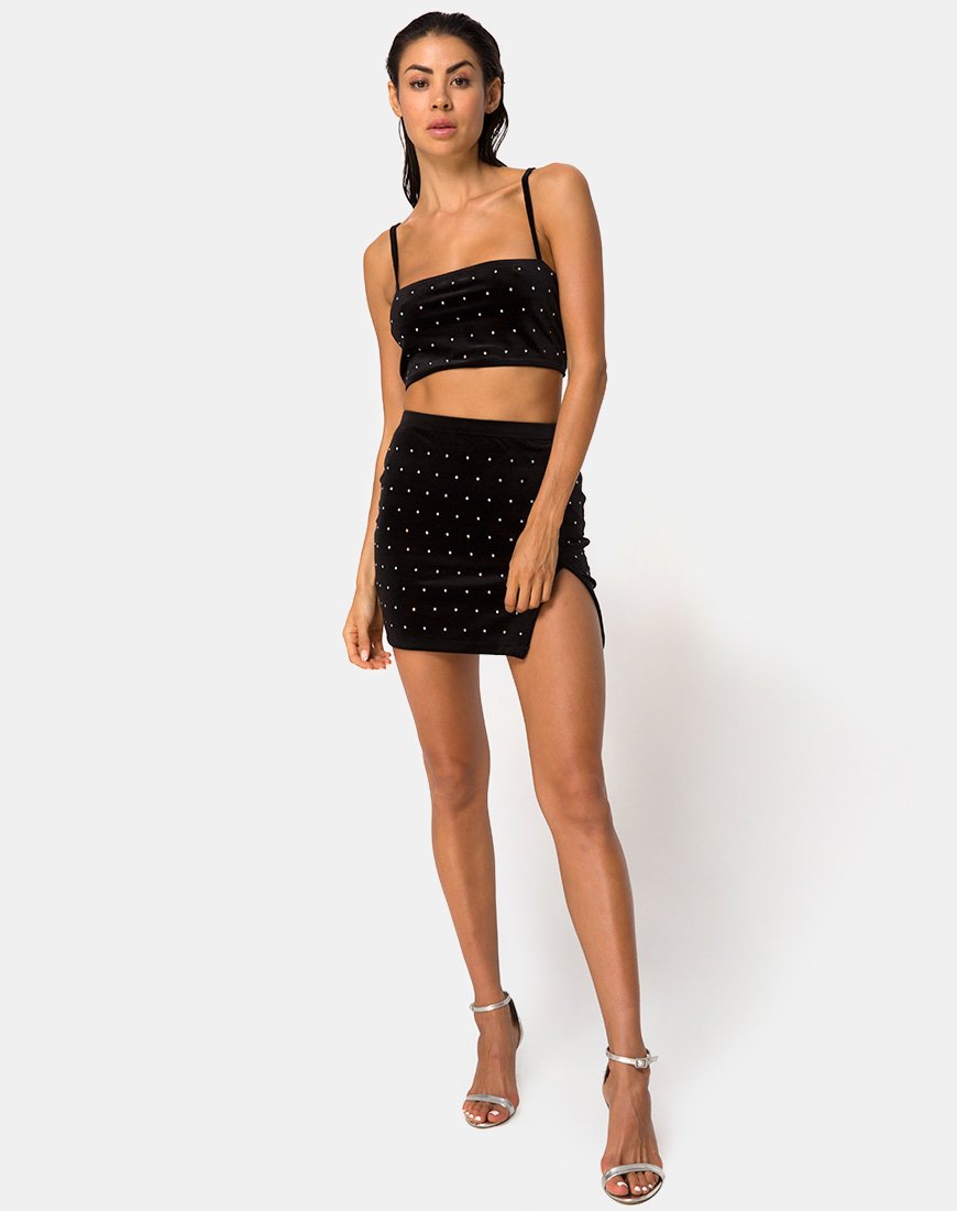 Bild von Kylie Crop Top in Diamante Schwarz