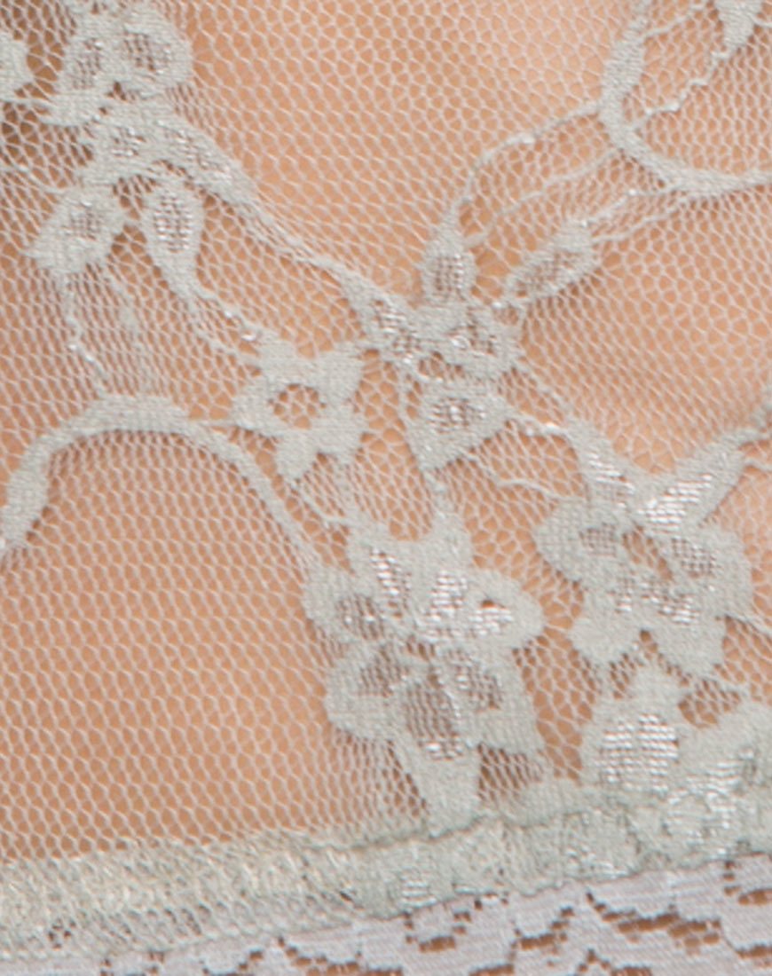 Image of Chesa Crop Top aus Gänseblümchen-Spitze Pistazie