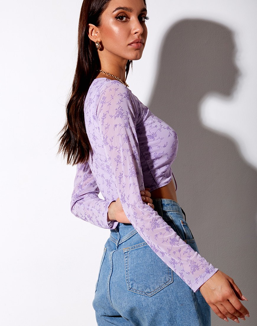 Image of Chilo Langarm-Top in Love Bloom Lilac Flock