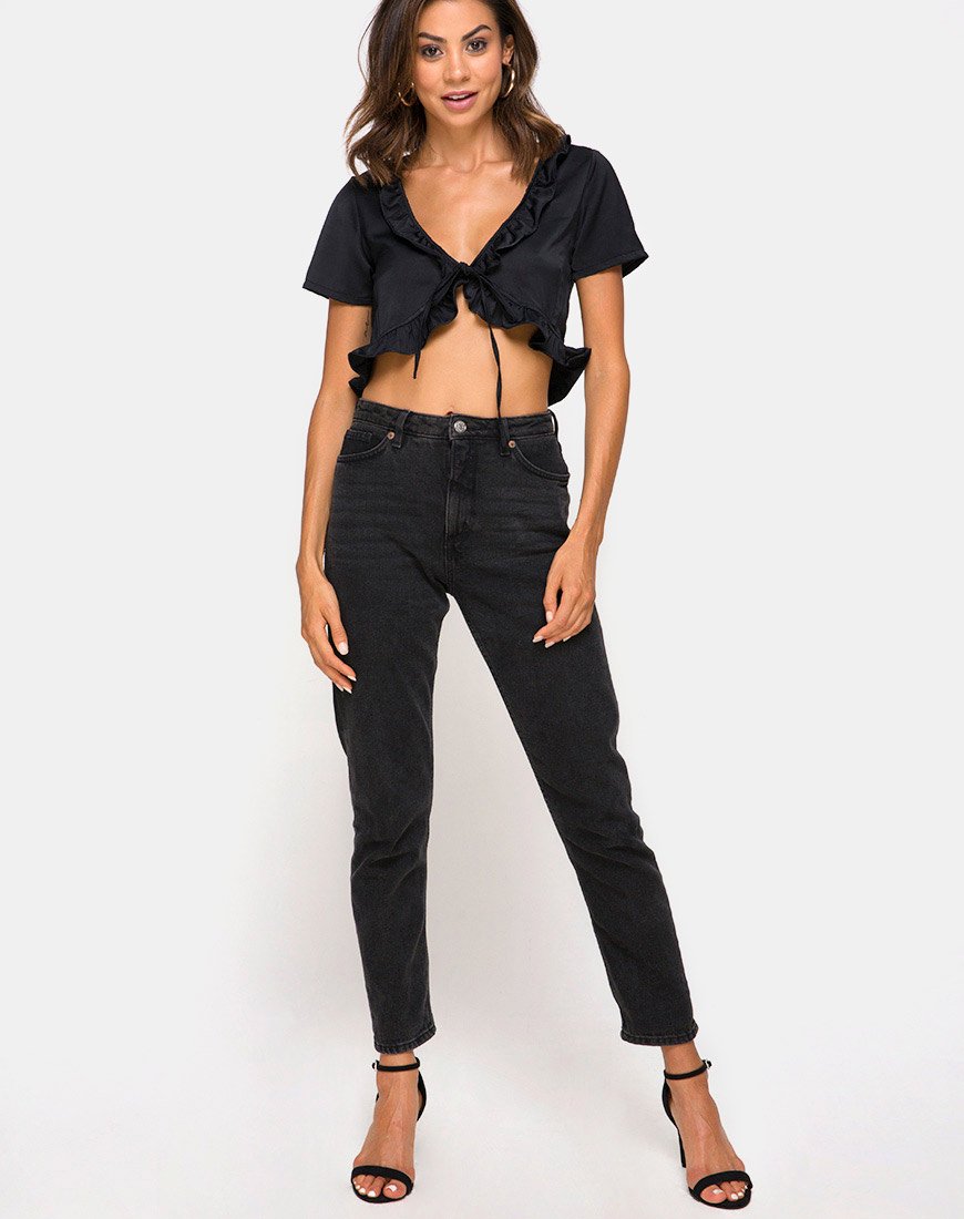 Image von Chisa Top aus schwarzem Satin